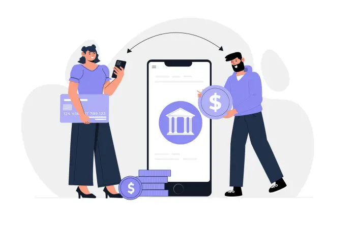 Virtual Mobile Payment Concept Flat Design Illustration image